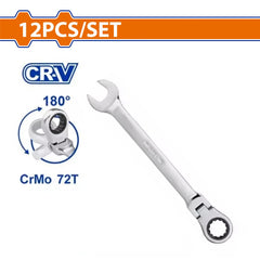 Wadfow by Winland 12PCS/Set (8-19mm) Flexible Head Ratchet Wrenches Spanner Set WSP5212 WAD-HT
