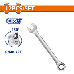 Wadfow by Winland 12PCS/Set (8-19mm) Cr-Mo + CR-V Ratchet Spanner Set WSP4212 WAD-HT