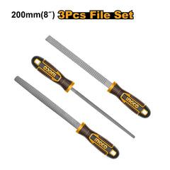 Ingco by Winland 200mm(8in) 3PCS/Set Carbon Steel Wood File Carpentry Wood Working Tool HKTFW0308