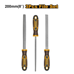 Ingco by Winland 200mm(8in) 3PCS/Set Carbon Steel Wood File Carpentry Wood Working Tool HKTFW0308