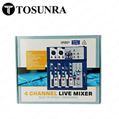 Tosunra by Winland 4-CH Mixer w/ 2 Mic/Line XLR, 1 Stereo (6.35mm + RCA), 1 MP3/USB/BT TOS-DM405
