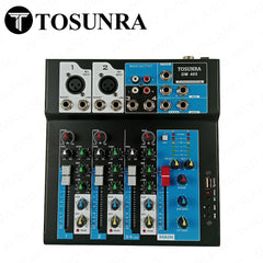 Tosunra by Winland 4-CH Mixer w/ 2 Mic/Line XLR, 1 Stereo (6.35mm + RCA), 1 MP3/USB/BT TOS-DM405