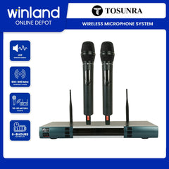 Tosunra by Winland 2-Channel High-Performance Professional UHF Wireless Microphone System TOS-KMC8