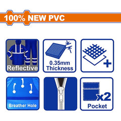 Wadfow by Winland 100% NEW PVC Waterproof Rain Coat Suit Set w/Reflective Strip & Breathable Design