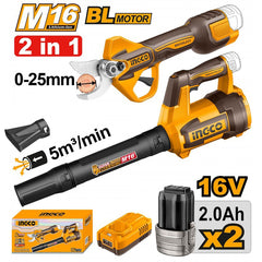 Ingco by Winland M16/16V 2pcs Combo Kit Cordless Garden Shears and Blower Set COSLI250385 ING-CT