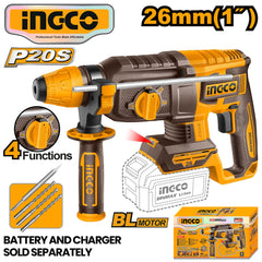 Ingco by Winland P20S/20V Cordless 4 Functions Rotary Hammer 26mm (1") CRHLI20268 ING-HT