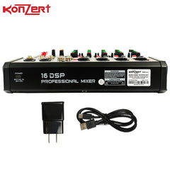 Konzert by Winland PMP-6.2+ 6 CH Portable Mixer,Mic,Line Input,EQ & Effect,USB/Bluetooth,Card,XLR/PL