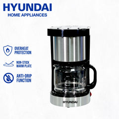 Hyundai Appliances by Winland 1.25L Coffee Maker W/ Anti-Drip Function and Non-stick Warm Plate 950W