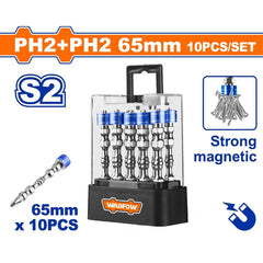 Wadfow by Winland 10pieces/Set PH2+PH2 65mm Strong Magnetic Screwdriver Bits WSV3B01 WAD-HT