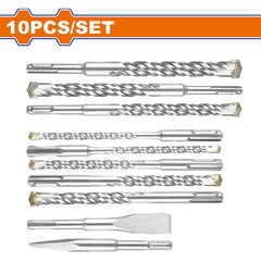 Wadfow by Winland 10PCS/Set SDS-PLUS Hammer Drill Bits and Chisels Set WHD7B10 WAD-HT