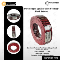 Pure Copper Speaker Wire #18 Red-Black 3×6mm OD Audio Cable Copperhead Roll