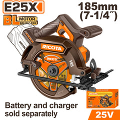 Ricota E25X Brushless Cordless Circular Saw 25V 1pcs 185MM Battery and Charger Sold Separately