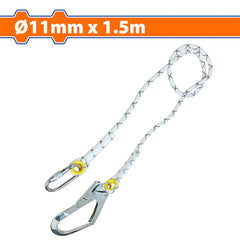 Wadfow by Winland Safety Rope/Lanyard Elastic with 2x Hooks Steel Look 11mm x 1.5m WAQS2515 WAD-HT