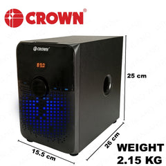 Crown by Winland 2.1 Channel Home Theater Speaker 20Watts (10+2x5W) With RCA, USB, SD, FM, BT HM-203