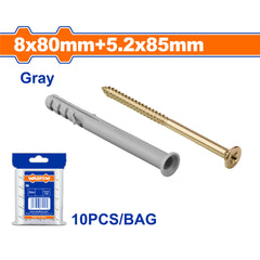 Wadfow 10PCS-30PCS/Set PE, Steel Hammer Frame Fixing Anchor with Screw (WHT)