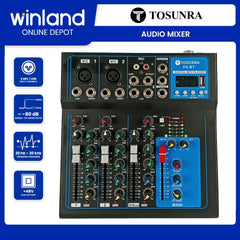 Tosunra by Winland 4-CH Professional Audio Mixer Stereo Live w/ BT USB & Digital Effects TOS-F4-BT