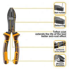 Ingco by Winland 3PCS/Set Compound Action Pliers with TPR 3-Color Handle HKCPS5831 ING-HT