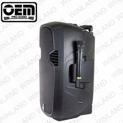 OEM Pro Audio by Winland 15" Active Speaker box with battery and Wireless microphone - MA15ADPB
