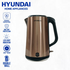 Hyundai by Winland 1.8L Electric Kettle Stainless Steel Inside Pot 1500W - Gold (HEK-180/1808)