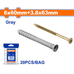 Wadfow 10PCS-30PCS/Set PE, Steel Hammer Frame Fixing Anchor with Screw (WHT)