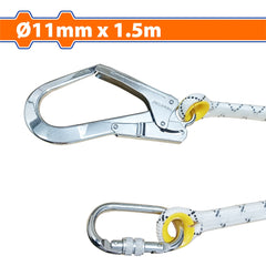Wadfow by Winland Safety Rope/Lanyard Elastic with 2x Hooks Steel Look 11mm x 1.5m WAQS2515 WAD-HT
