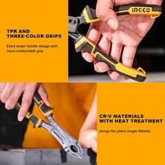 Ingco by Winland 3PCS/Set Compound Action Pliers with TPR 3-Color Handle HKCPS5831 ING-HT