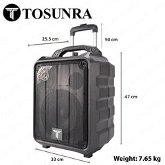 Tosunra by Winland 8inch Active Portable Trolley Speaker Box 60W w/ 1PC Wireless Microphone TOS-N2-8