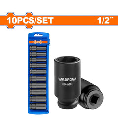 Wadfow by Winland 10pieces/Set 1/2inches Cr-Mo Dr.Deep Impact Socket Set WMSD202 WAD-HT