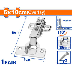 Wadfow by Winland 6 x 10cm Concealed Hinges Cabinet / Hydraulic Hinges (Cabinet Door Hinges) WAD-HT