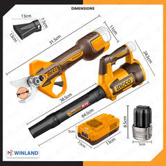 Ingco by Winland M16/16V 2pcs Combo Kit Cordless Garden Shears and Blower Set COSLI250385 ING-CT