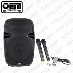 OEM Pro Audio by Winland 15" Active Speaker box with battery and Wireless microphone - MA15ADPB