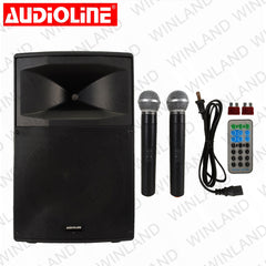 Audioline by Winland 15"Active Speaker box w/ Battery & Wireless Microphone 2000W-PRX-3815A6-20UFBRS
