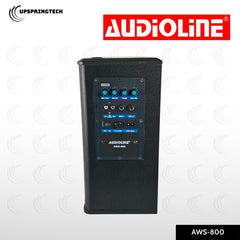 Audioline AWS-800 PA Amplifier Speaker with VHF Wireless 2-Frequency Microphone System