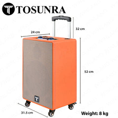 Tosunra by Winland 10inch Active Portable Trolley Speaker Box 50W with Wireless Microphone TOS-SA-10