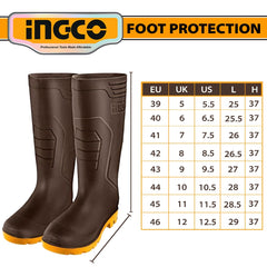 Ingco Rain Boots 100% Waterproof Virgin PVC with High Resistance to Alkali (BROWN)