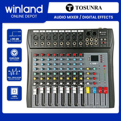 Tosunra by Winland 8-CH Input Professional Audio Mixer w/ XLR, MP3 and Digital Effects TOS-CT80S-USB