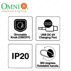 Omni by Winland LED Rechargeable Emergency Lantern 40LEDS 2.5Hrs 5W 5V 500LM LREL-C501