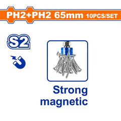 Wadfow by Winland 10pieces/Set PH2+PH2 65mm Strong Magnetic Screwdriver Bits WSV3B01 WAD-HT
