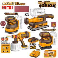 Ingco by Winland P20S/20V Lithium-Ion Cordless 4PCS Combo Kit COSLI250383 ING-CT