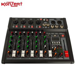 Konzert by Winland PMP-6.2+ 6 CH Portable Mixer,Mic,Line Input,EQ & Effect,USB/Bluetooth,Card,XLR/PL
