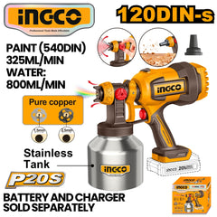 Ingco by Winland P20S/20V Cordless Spray Paint Gun (0.1-0.2Bar/800ml/min) CSGLI20041 ING-CT