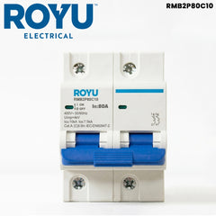 Royu by Winland Miniature Circuit Breaker (MCB) 10kA, 2-Pole, 400V AC, 3-Module DIN Rail Mount