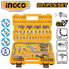 Ingco by Winland 201pcs 1/4", 3/8" and 1/2" Socket Set HKTS082016 ING-HT