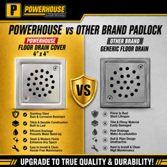 Powerhouse Hi-Grade Stainless Steel Floor Strainer 4 x 4 - 6x6 Anti-Overflow Design (PH-WH&PPR)