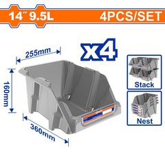 Wadfow Storage Bins Stackable and Nestable with Polypropylene material (WHT)