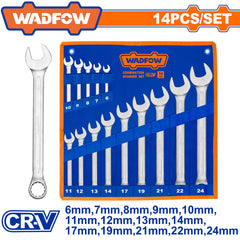 Wadfow by Winland 14pcs Cr-V Steel Combination Spanner Wrench Set Chrome Plated WSP1M24 WAD-HT