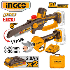 Ingco by Winland 2pcs Combo Kit Cordless Gauge Straight Shear with Pruner Saw COSLI250795 ING-CT