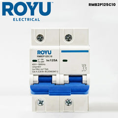 Royu by Winland Miniature Circuit Breaker (MCB) 10kA, 2-Pole, 400V AC, 3-Module DIN Rail Mount