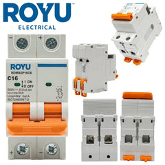 Royu by Winland DC Miniature Circuit Breaker DIN Rail Type 50A 2P, 500V DC Type C 6kA - RDMB2P50C6