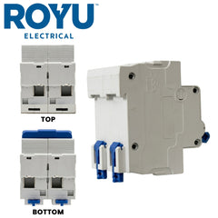 Royu by Winland Miniature Circuit Breaker (MCB) 10kA, 2-Pole, 400V AC, 3-Module DIN Rail Mount